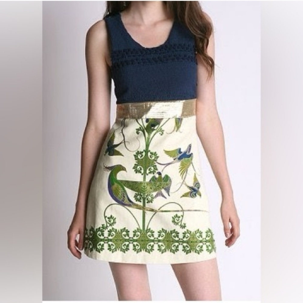 Free People Kidcore Dress Sz 0 VTG Peacock Babydoll Bird of Paradise Folk Fairy